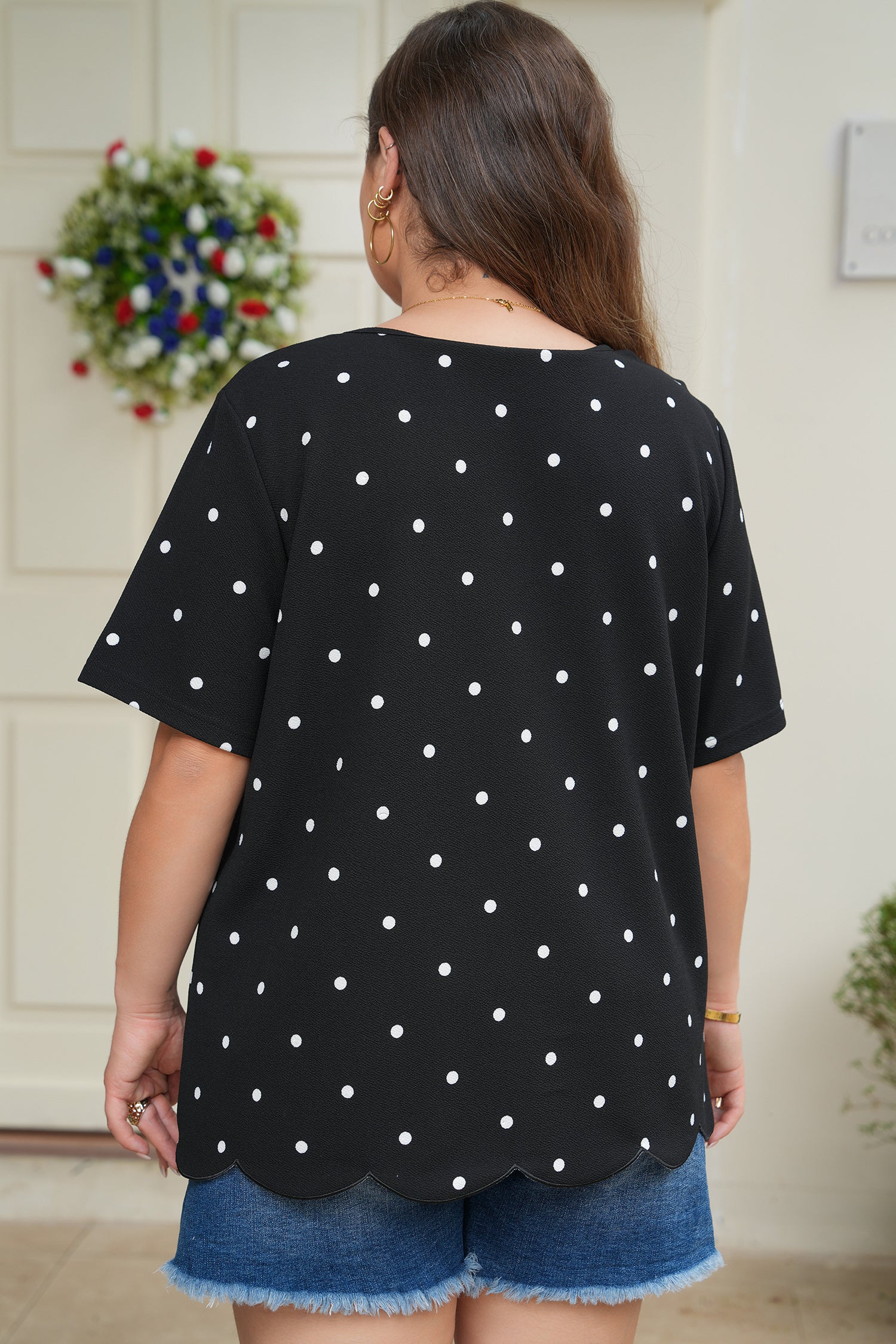 Plus Size Dotted Casual T Shirt
