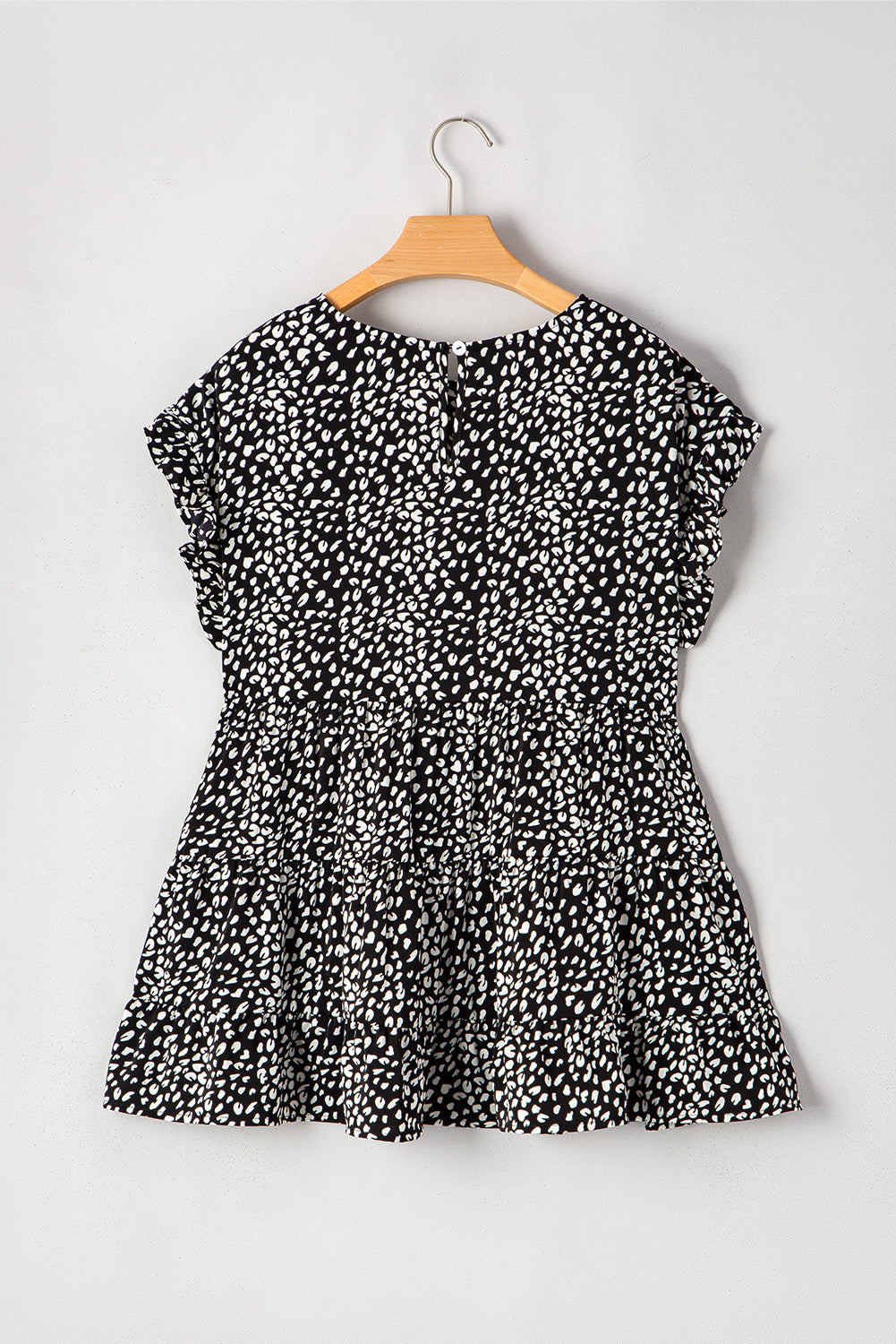 Plus Size Leopard Print Ruffled Blouse