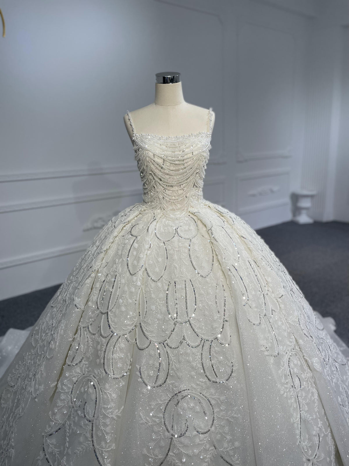 Plus Size Beaded Ballgown with Train