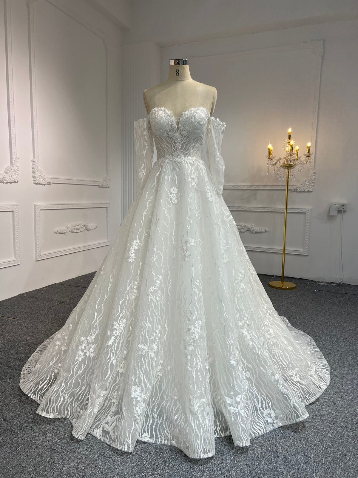 Plus Size A Line Lace Wedding Dress