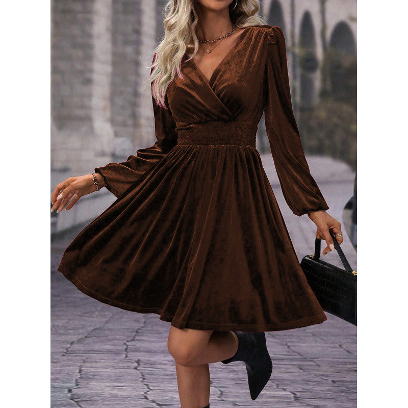 Plus Size Fashionable Commuter Long Sleeve Midi Dress