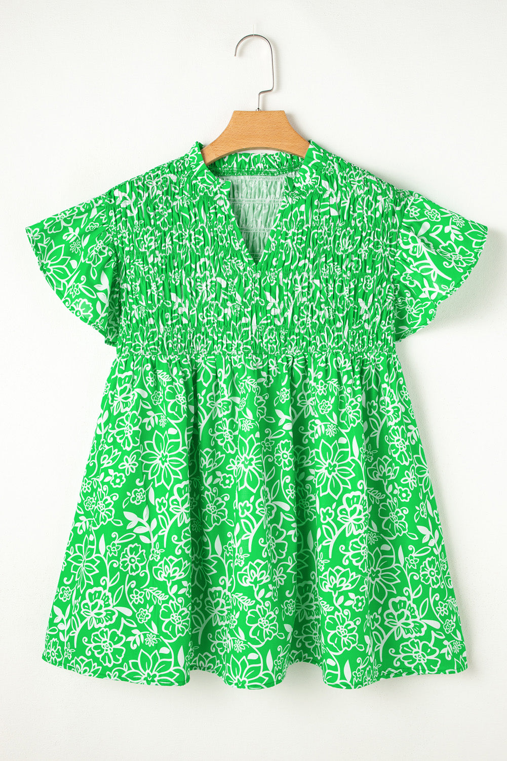 Plus Size Floral Flutter Sleeve Blouse