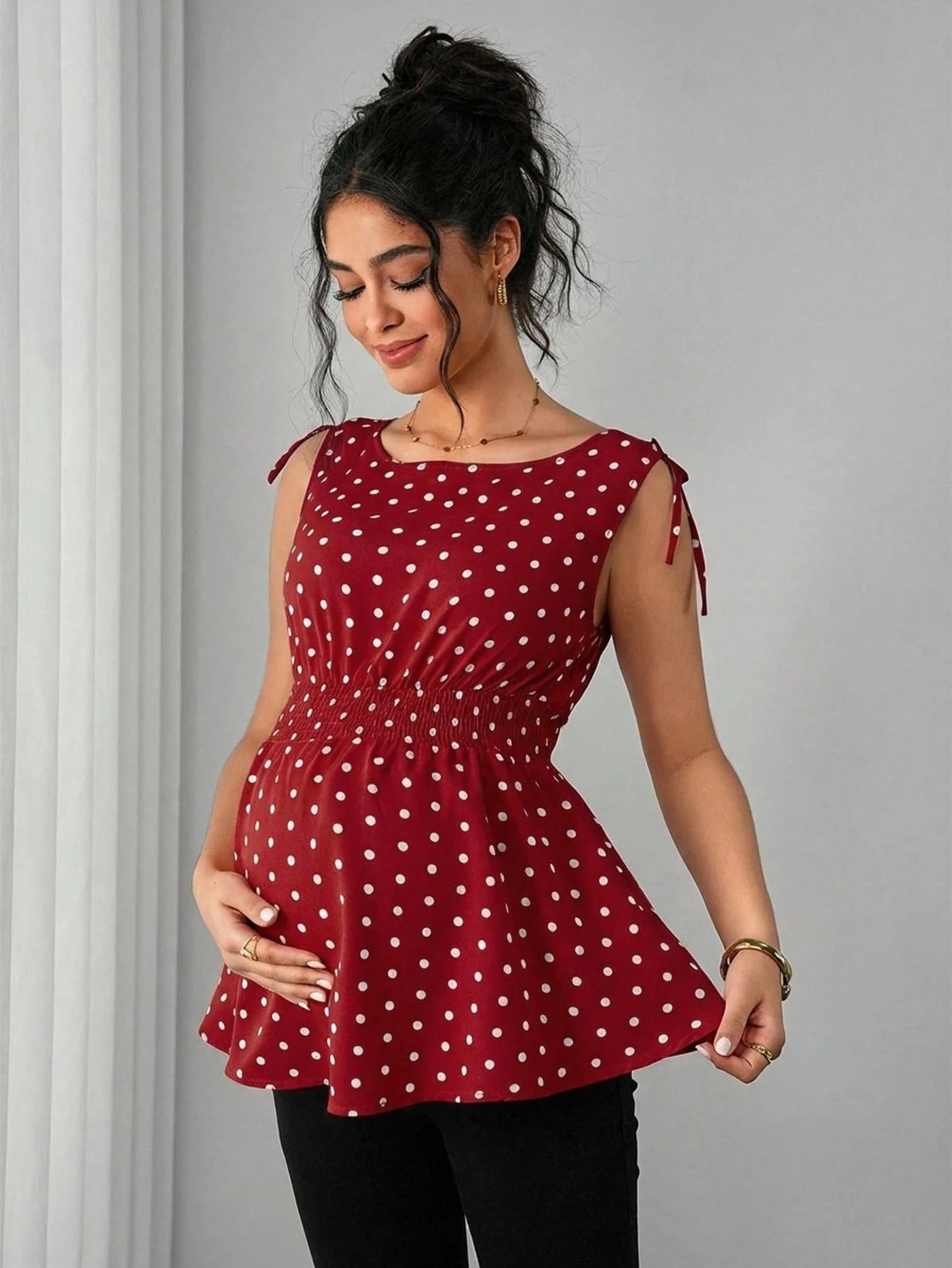 Plus Size Dot Print Maternity Top