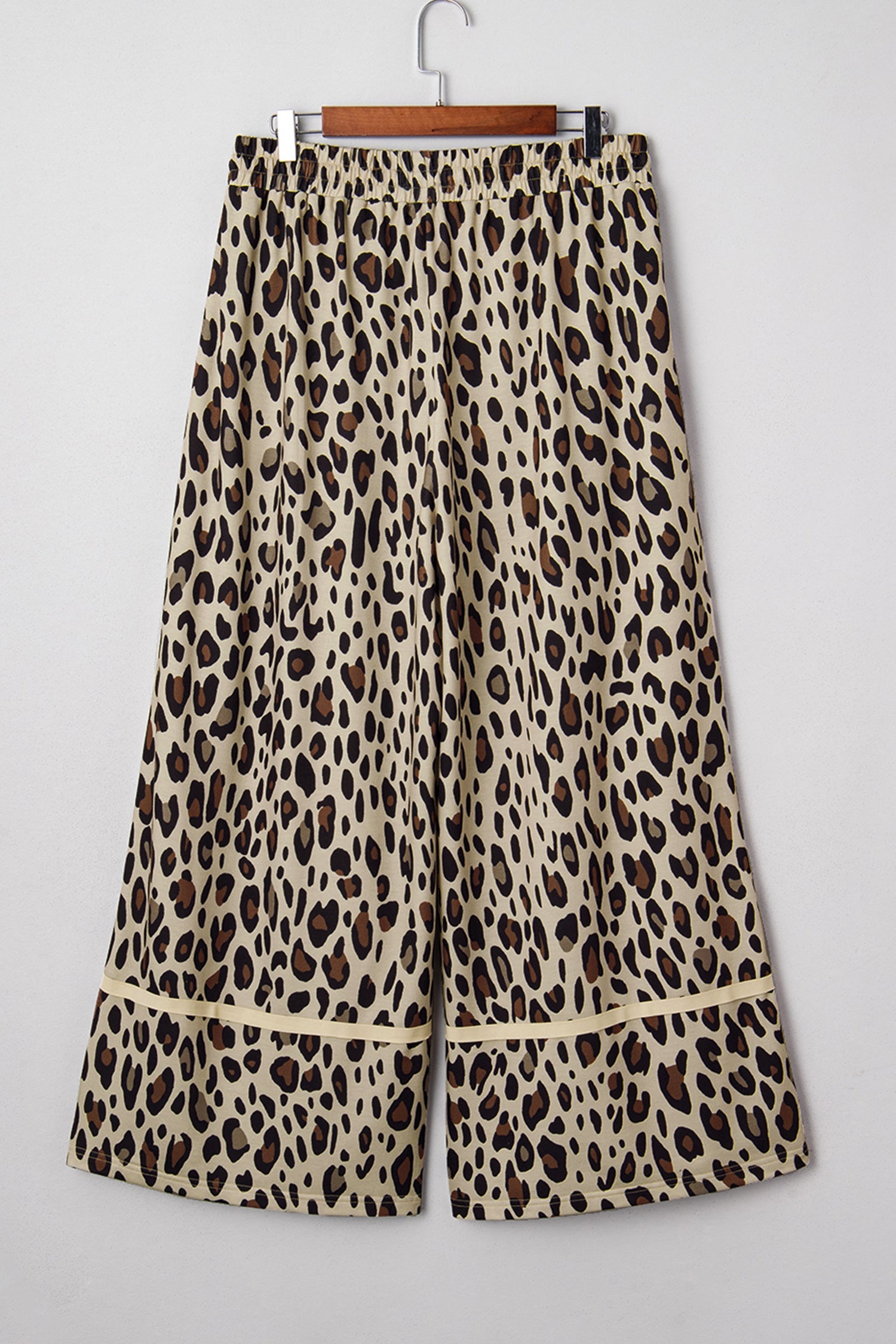 Plus Size Leopard Wide Leg Drawstring Pants