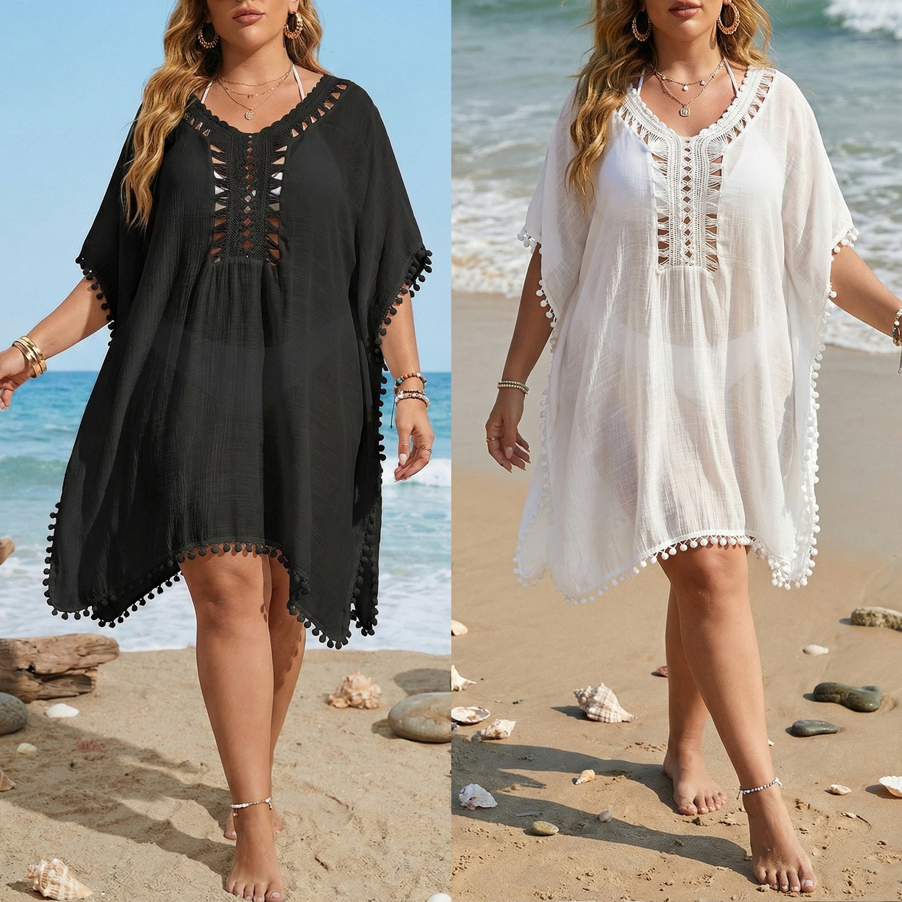 Plus Size Hand-Crocheted Patchwork Bikini Dress