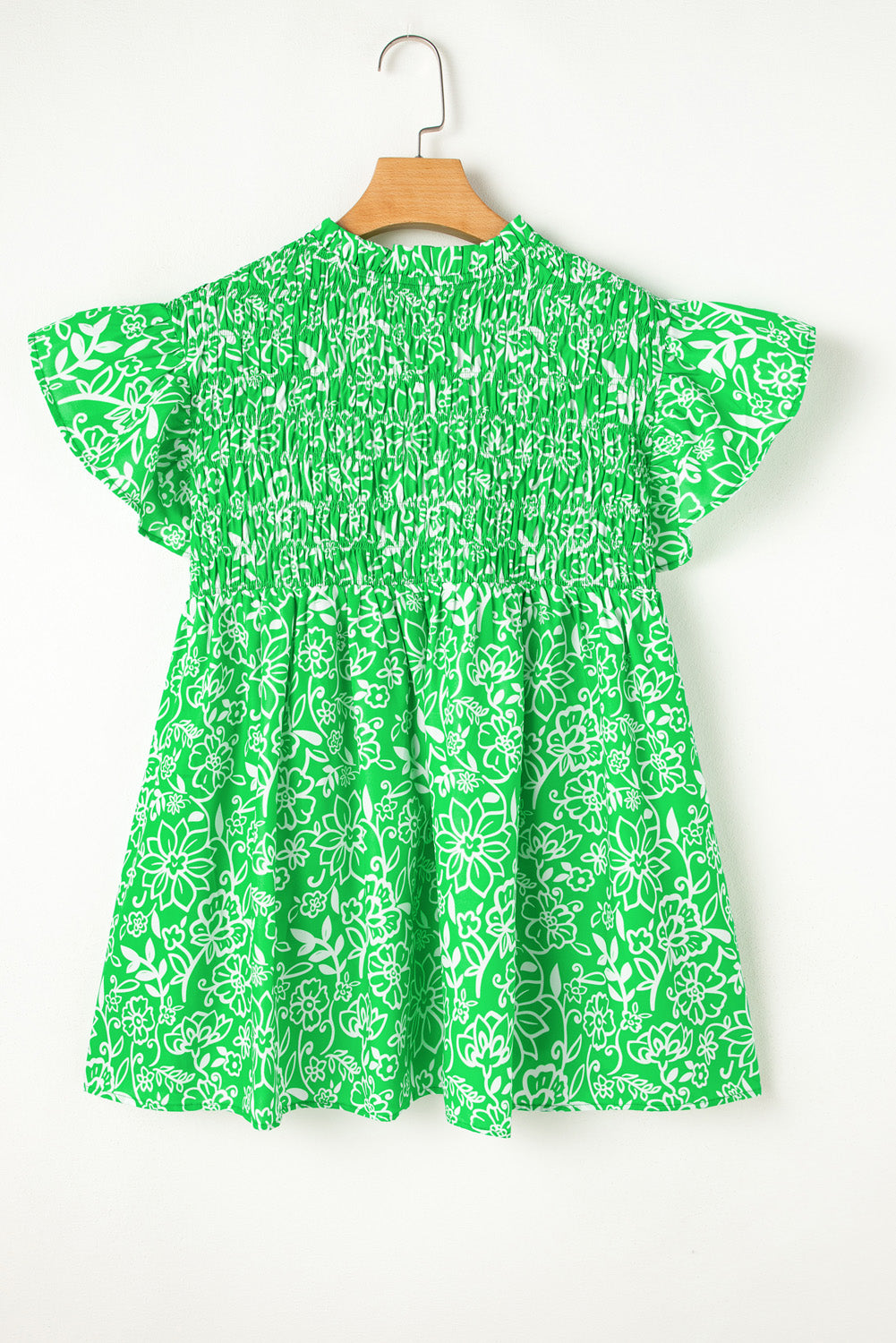 Plus Size Floral Flutter Sleeve Blouse