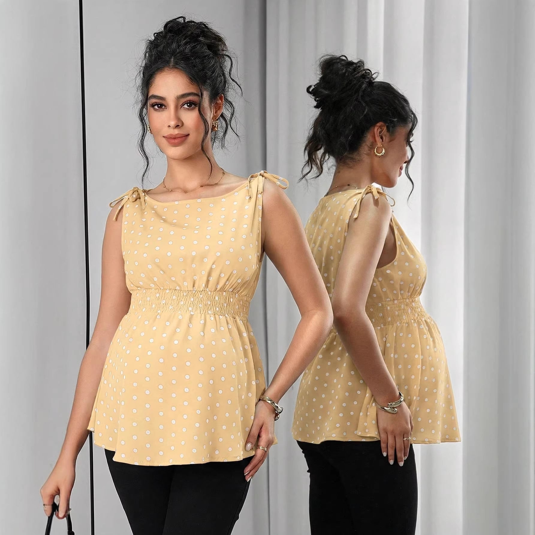 Plus Size Dot Print Maternity Top