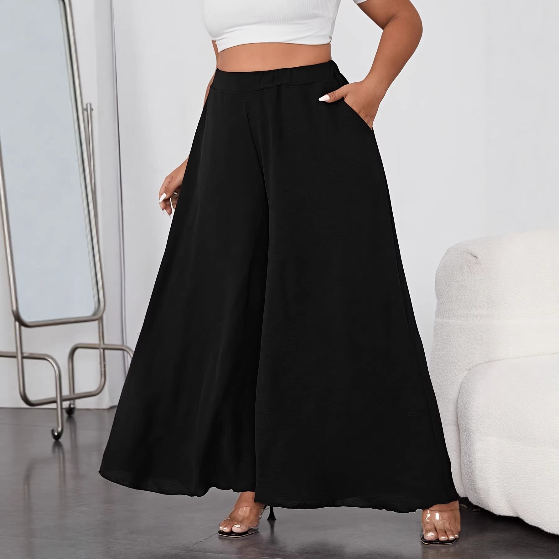 Plus Size Elegant Commuter Wide Leg Pants