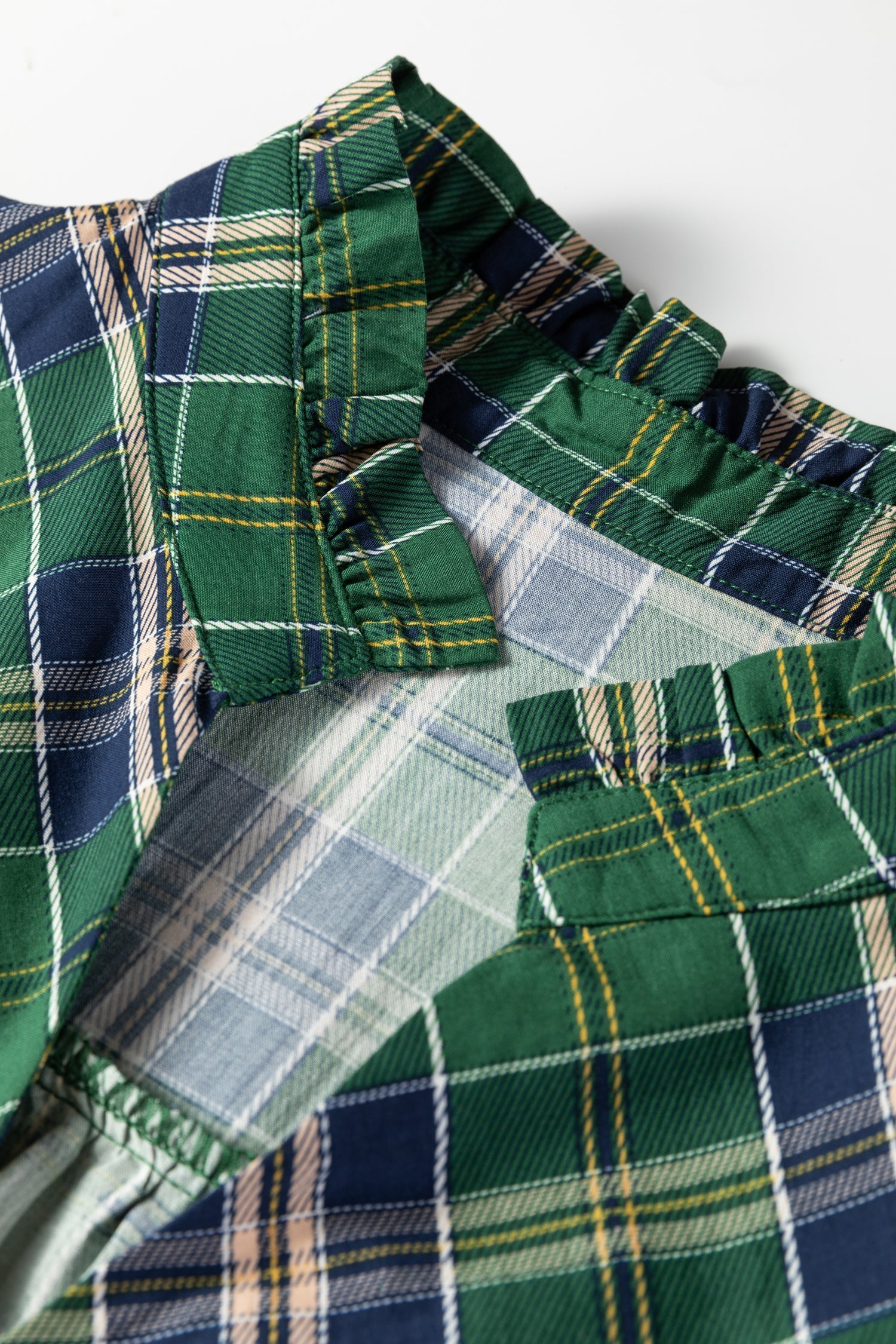 Plus Size Green Plaid Long Sleeve Shift Mini Dress