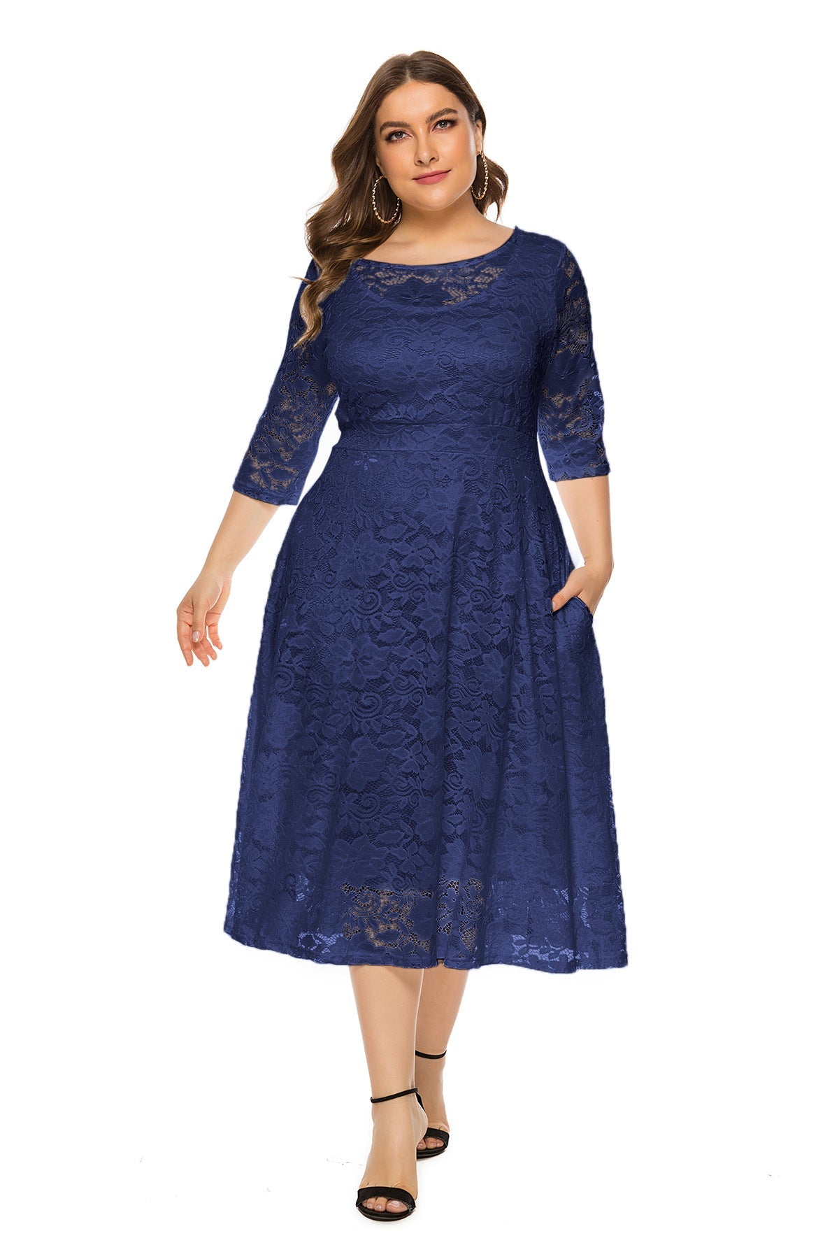 Plus Size Evening Dress Midi Cutout