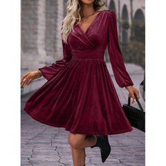 Plus Size Fashionable Commuter Long Sleeve Midi Dress