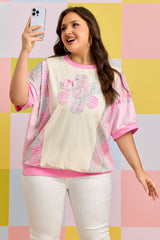 Plus Size Floral Patchwork Embroidery T Shirt