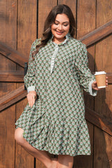Plus Size Frilled Collar Floral Dress