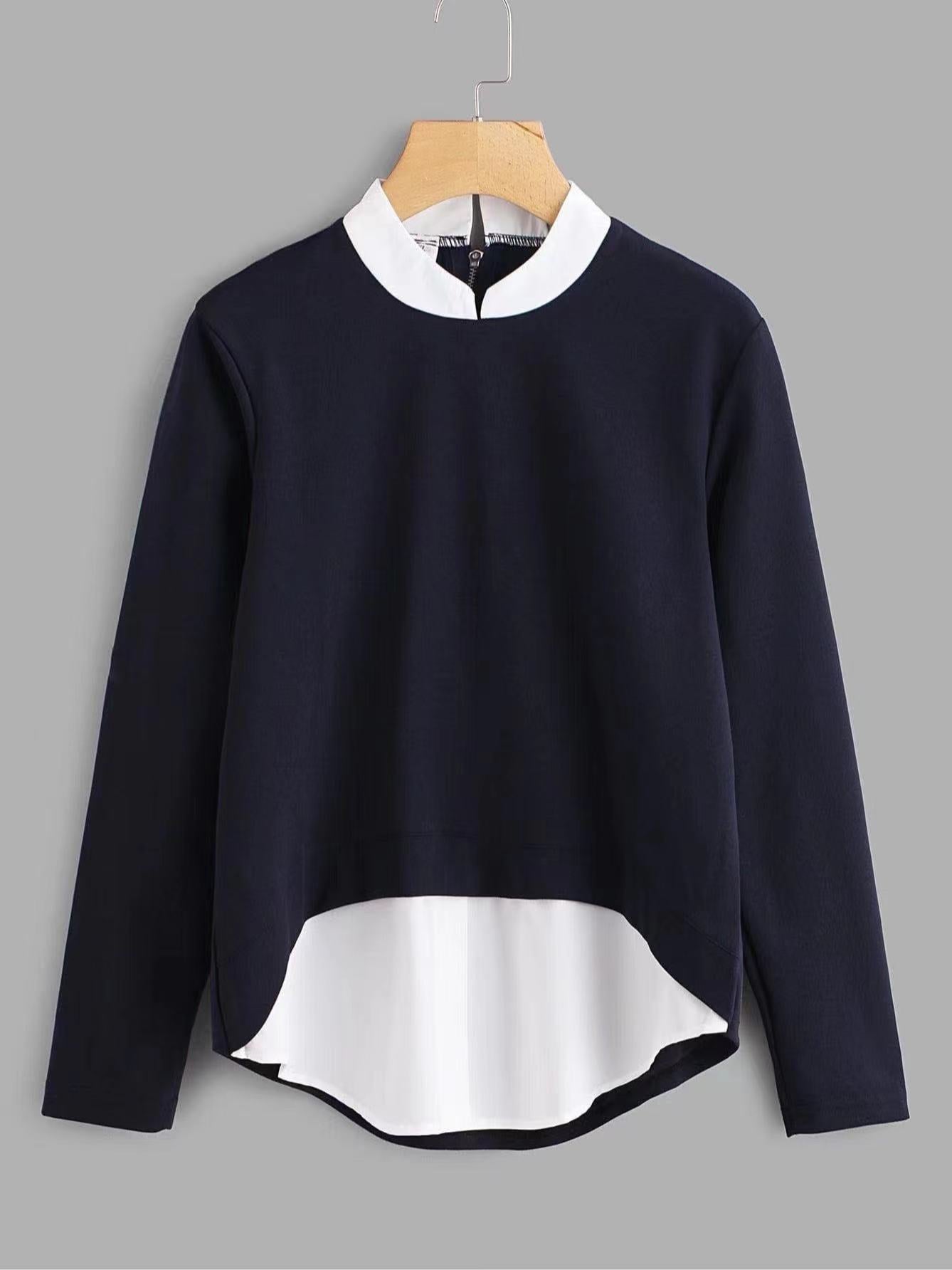 Plus Size Color Block Long Sleeve Sweatshirt