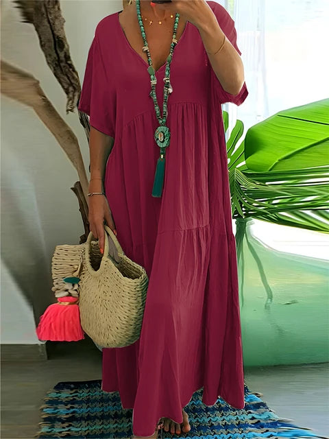 Plus Size Casual V-Neck A-Line Dress