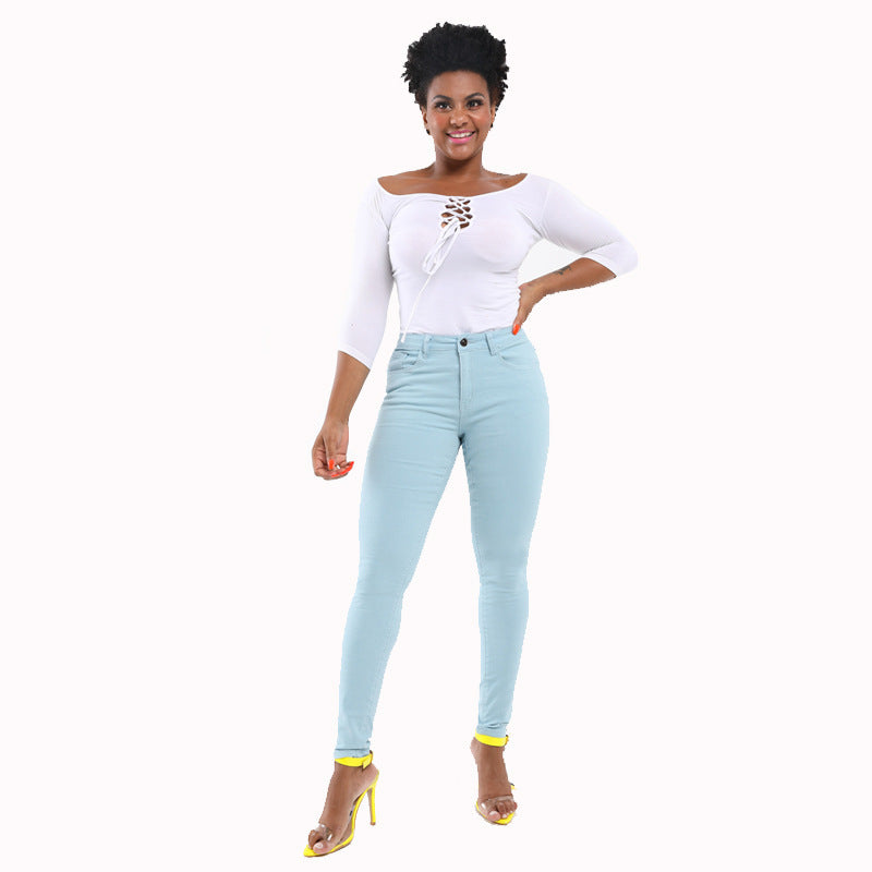 Plus Size High Waist Stretch Skinny Jeans Hip Lifting