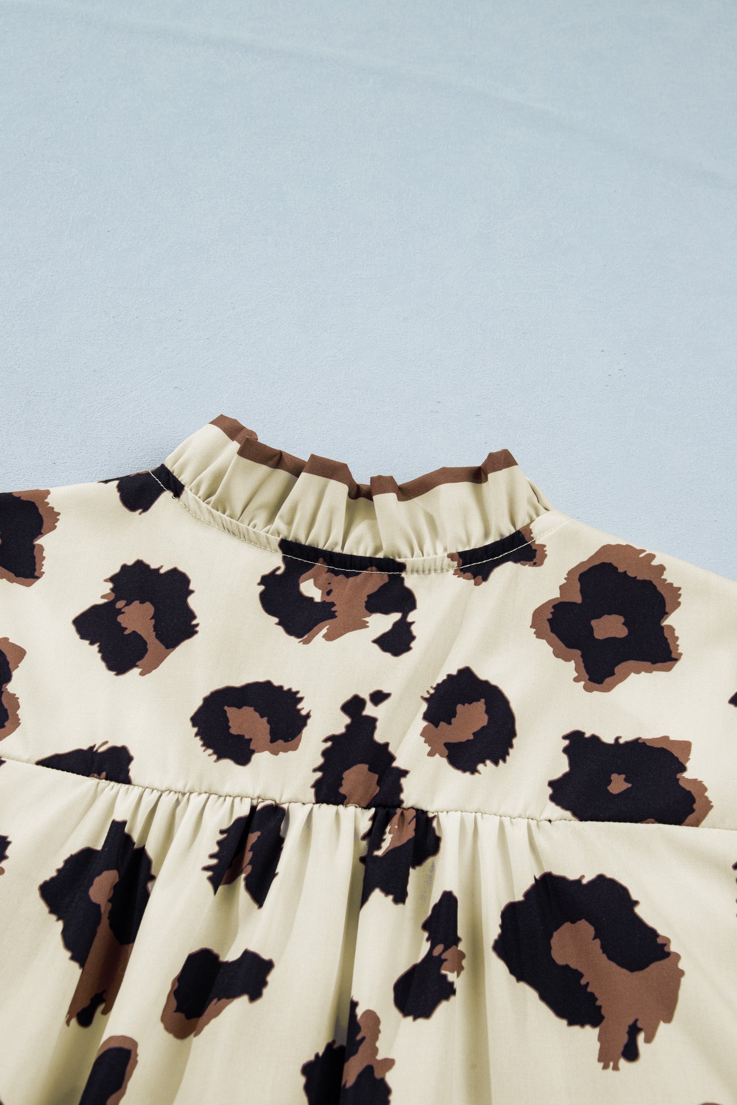 Plus Size Leopard Print Color Block Blouse