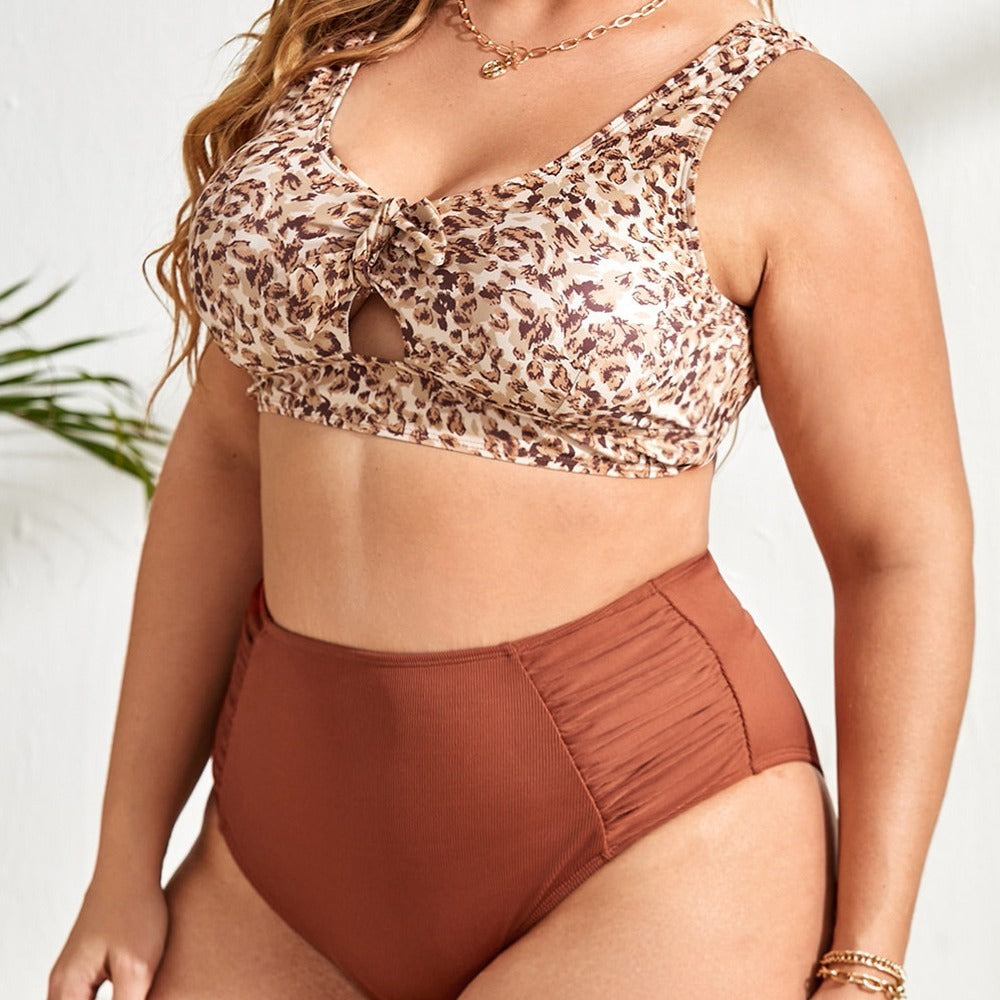 Plus Size Leopard Maternity Swimsuit