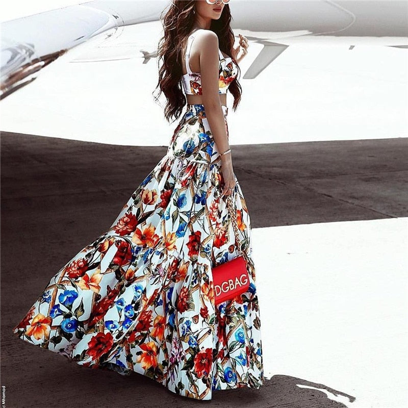 Plus Size Bohemian A-Line Maxi Dress