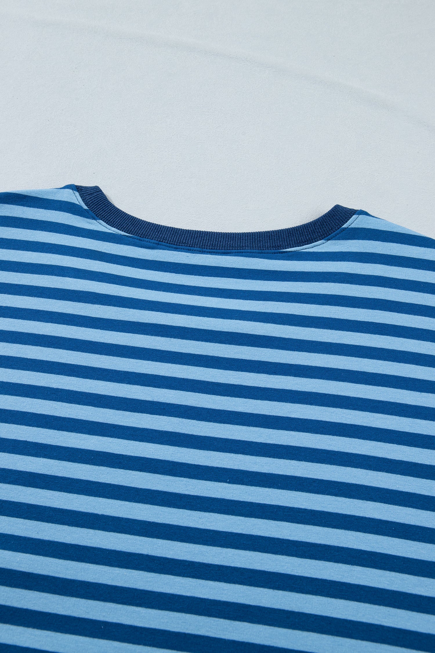 Plus Size Blue Striped Dropped Shoulder Tee and Shorts Set