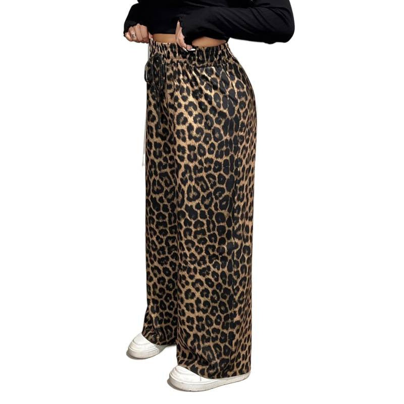 Plus Size Leopard-Print Casual Straight-Leg Pants