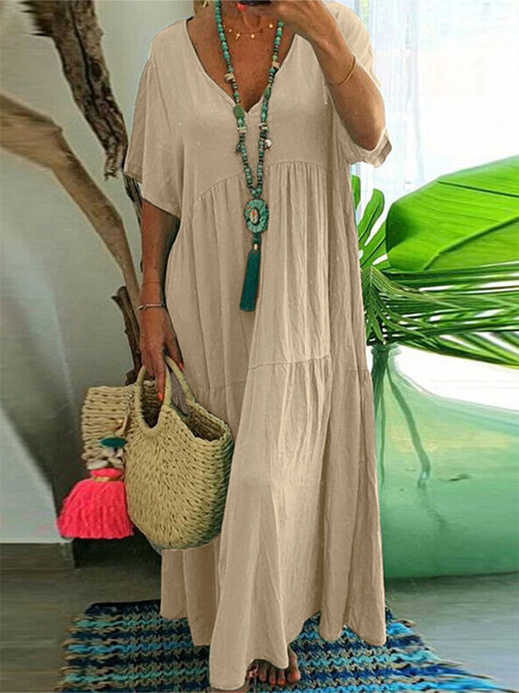 Plus Size Casual V-Neck A-Line Dress