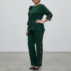 Plus Size Elegant Patchwork Casual Pant Set