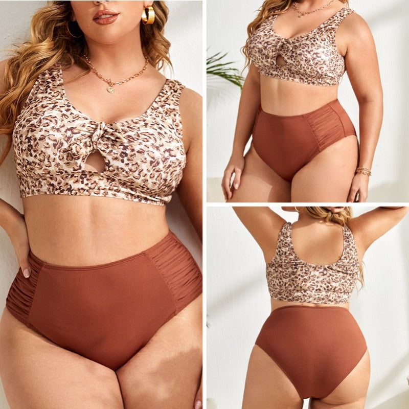 Plus Size Leopard Maternity Swimsuit