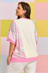 Plus Size Floral Patchwork Embroidery T Shirt