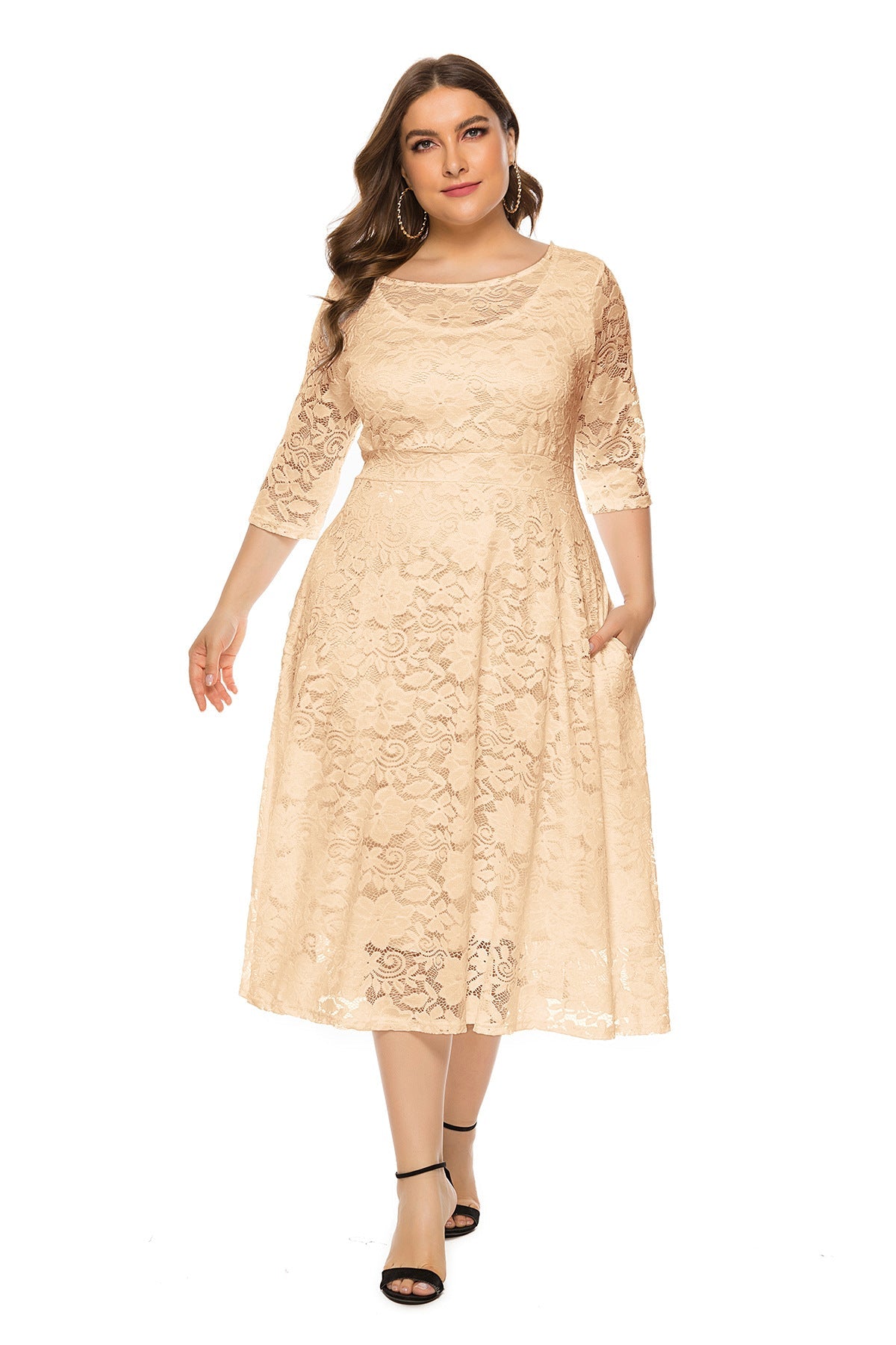 Plus Size Evening Dress Midi Cutout