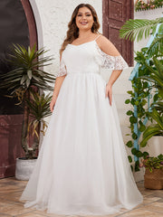 Plus Size Cold Shoulder Wedding Dress