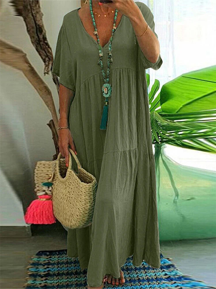 Plus Size Casual V-Neck A-Line Dress