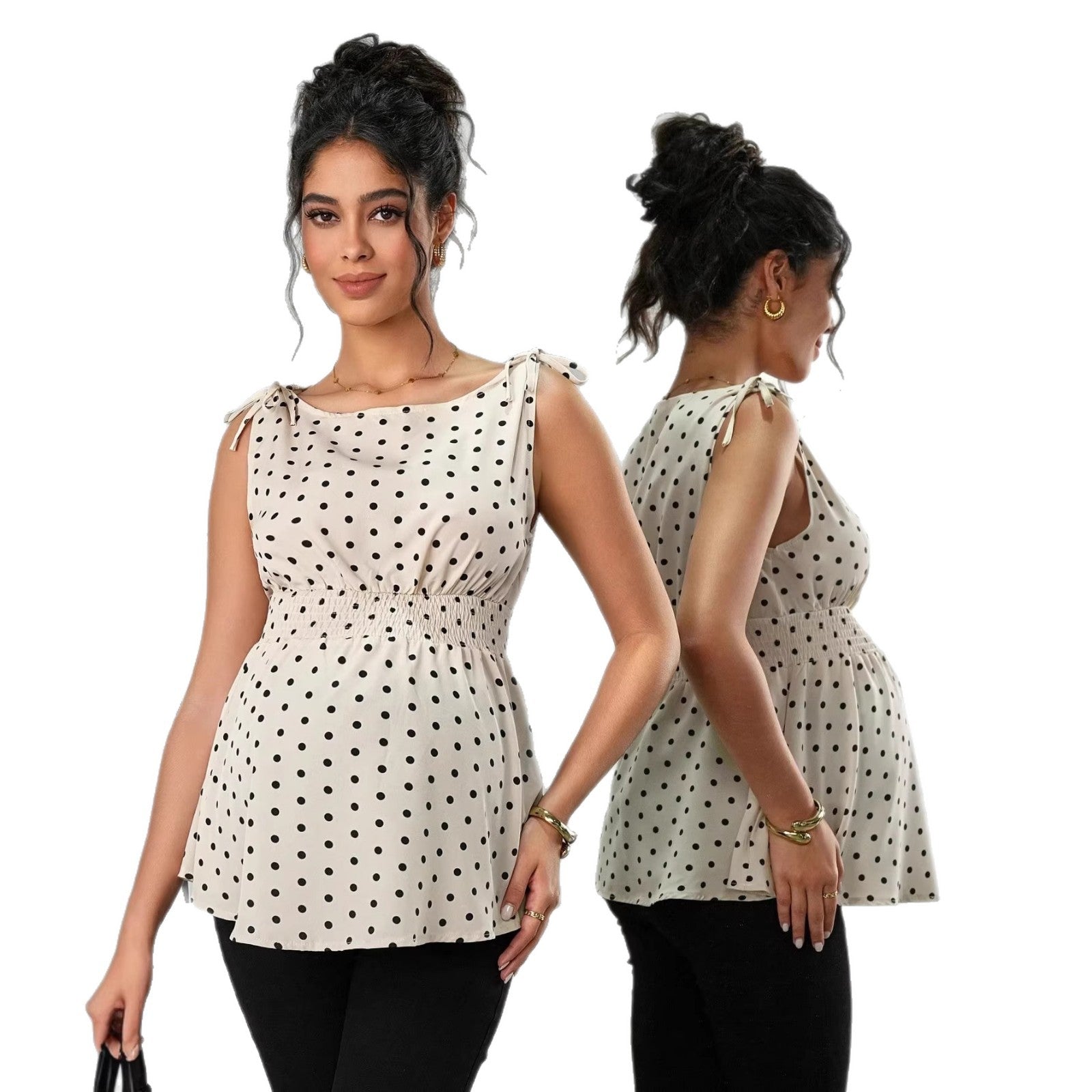 Plus Size Dot Print Maternity Top