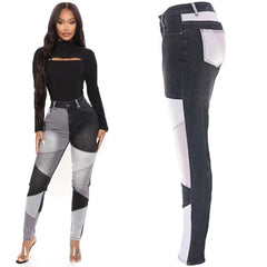 Plus Size High Waist Denim Splicing Skinny Pants