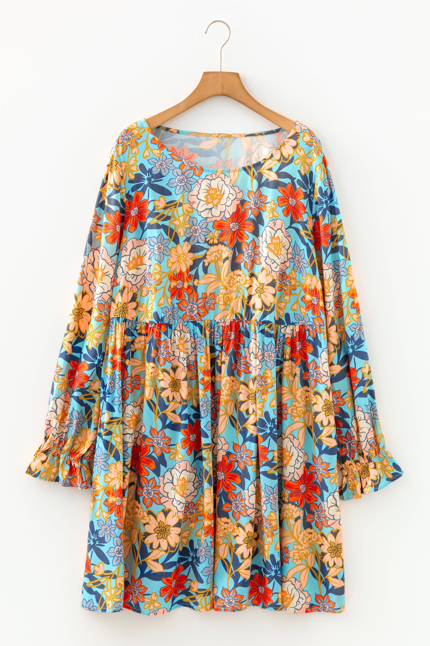 Plus Size Floral Ruffled Mini Dress