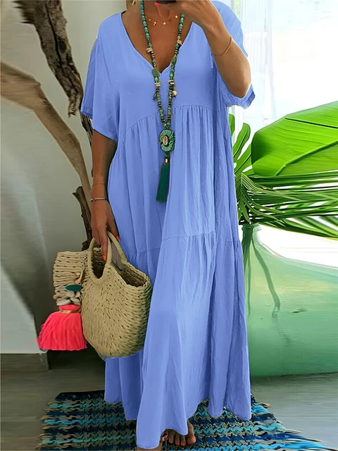 Plus Size Casual V-Neck A-Line Dress