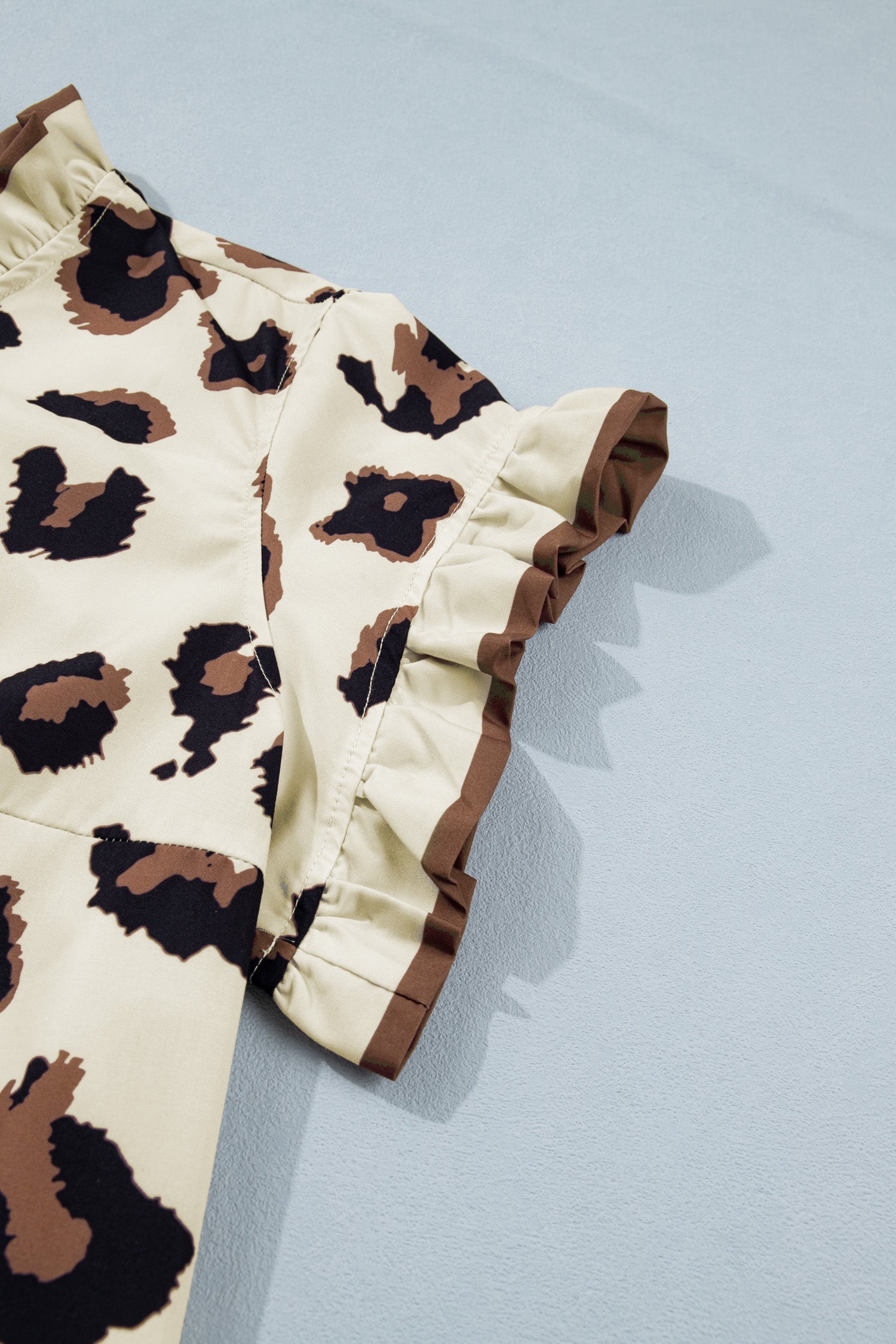 Plus Size Leopard Print Color Block Blouse