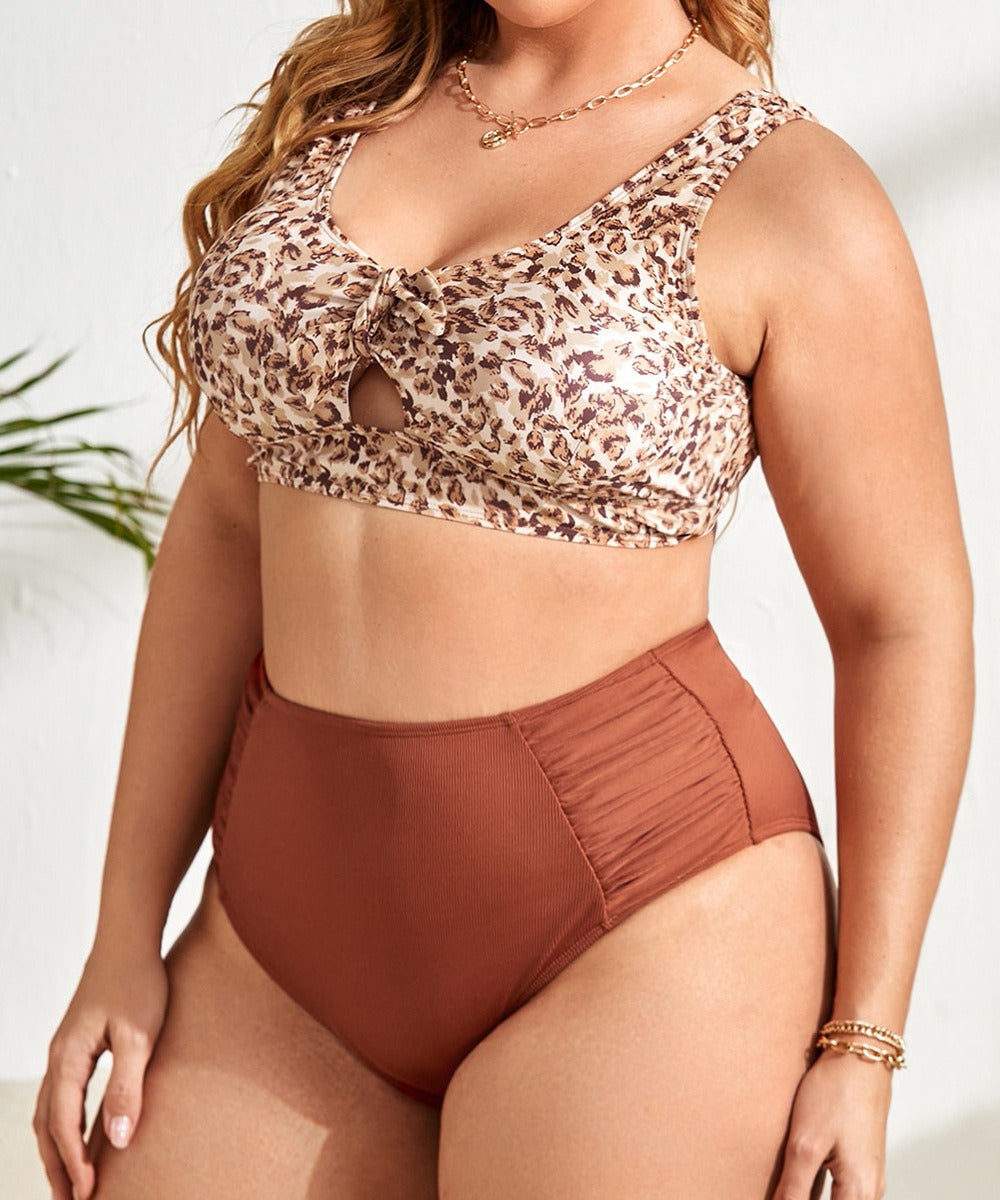Plus Size Leopard Maternity Swimsuit