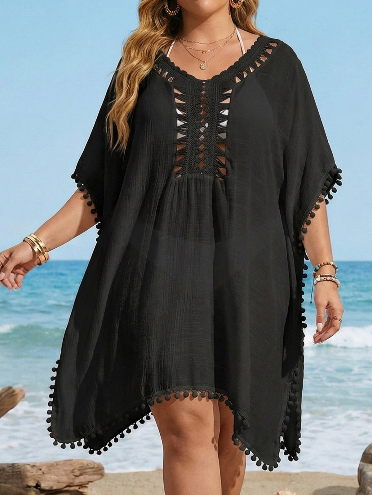 Plus Size Hand-Crocheted Patchwork Bikini Dress