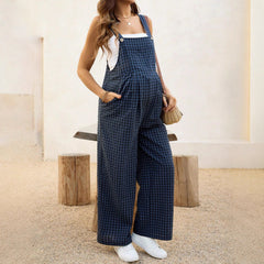 Plus Size Checkered Maternity Jumpsuit
