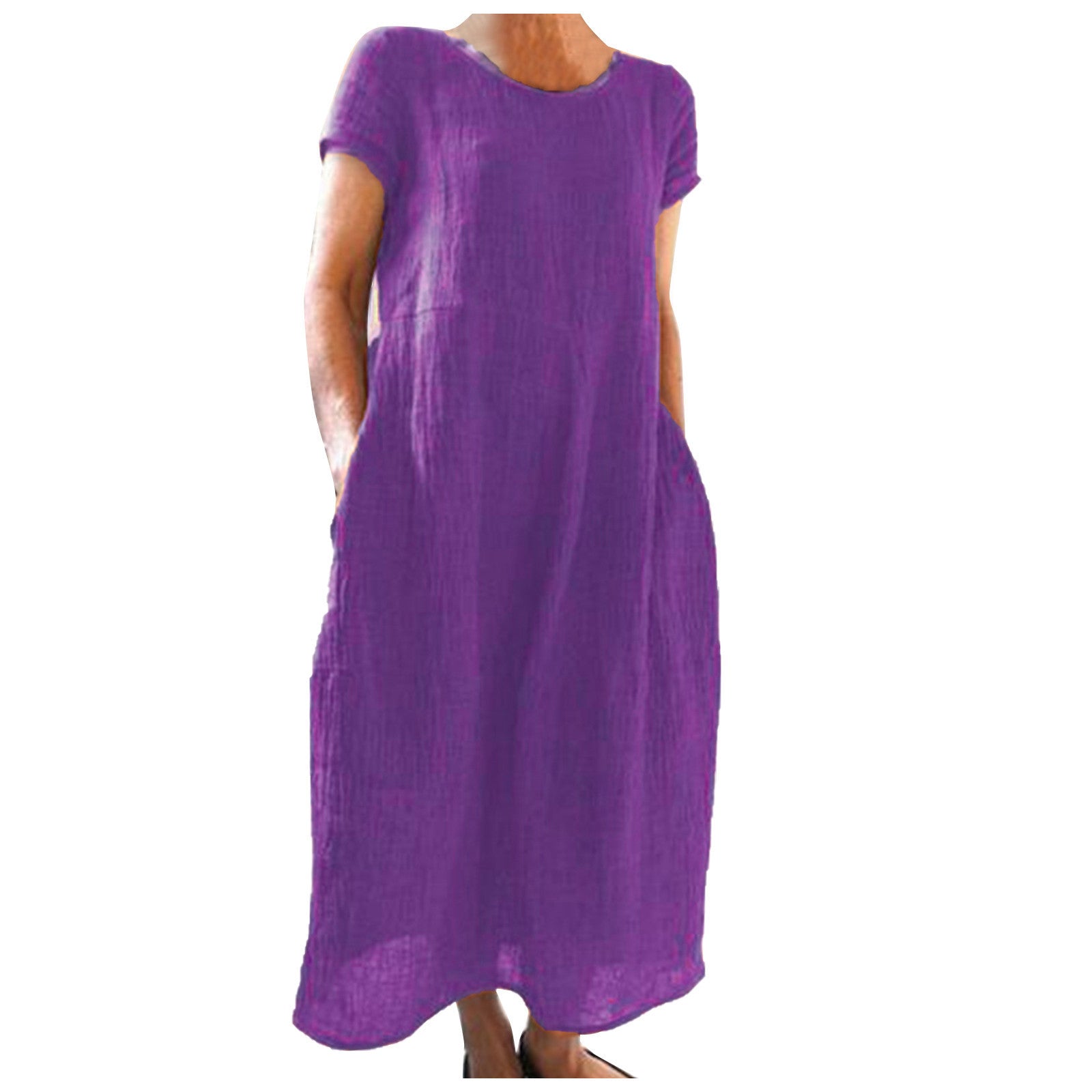 Plus Size Cotton Linen Midi Dress