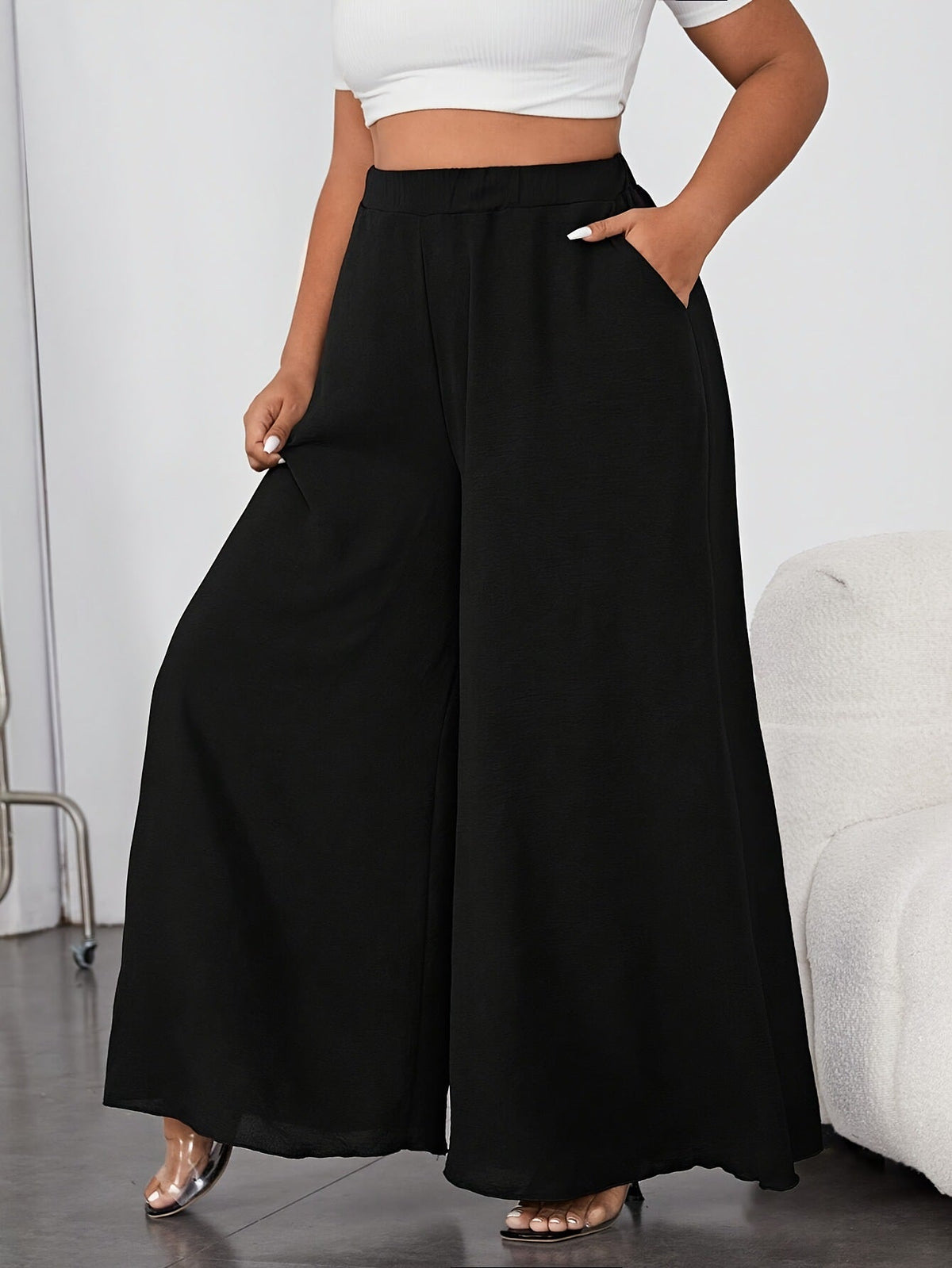 Plus Size Elegant Commuter Wide Leg Pants