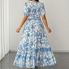 Plus Size Elegant Waist-Cinching A-Line Dress