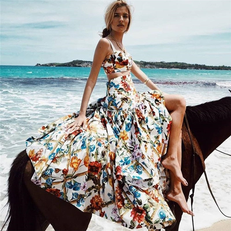 Plus Size Bohemian A-Line Maxi Dress