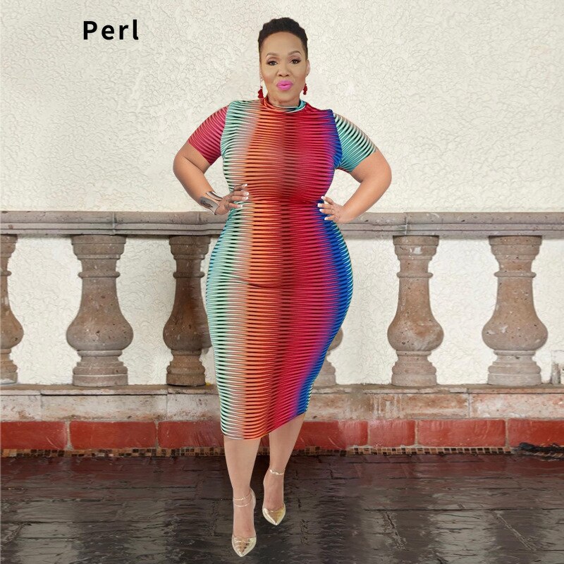 Plus Size Gradient Maxi Dress Short Sleeve