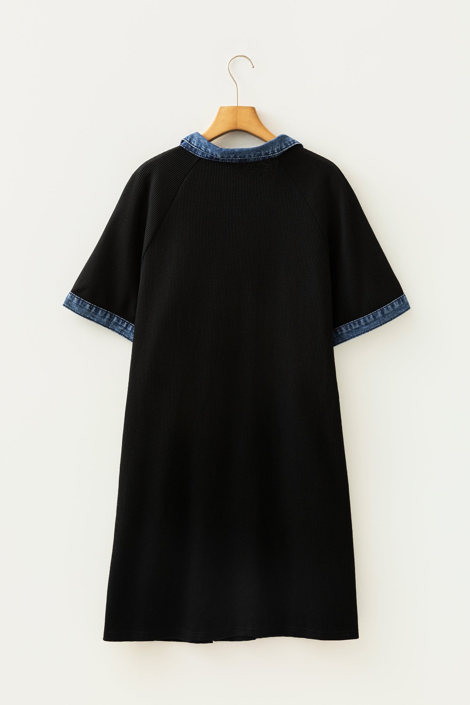 Plus Size Denim Collar Colorblock Shift Dress