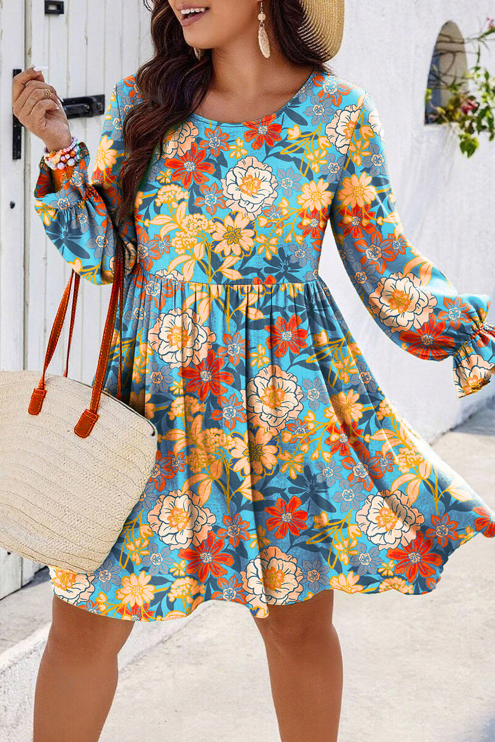 Plus Size Floral Ruffled Mini Dress