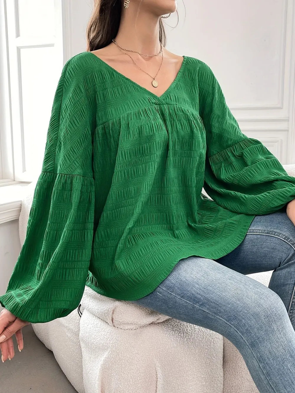 Plus Size Long-Sleeve Solid Shirt