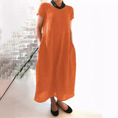 Plus Size Cotton Linen Midi Dress