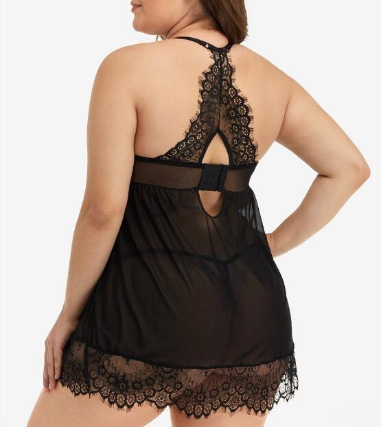 Plus Size Lace Suspender Skirt Nightwear